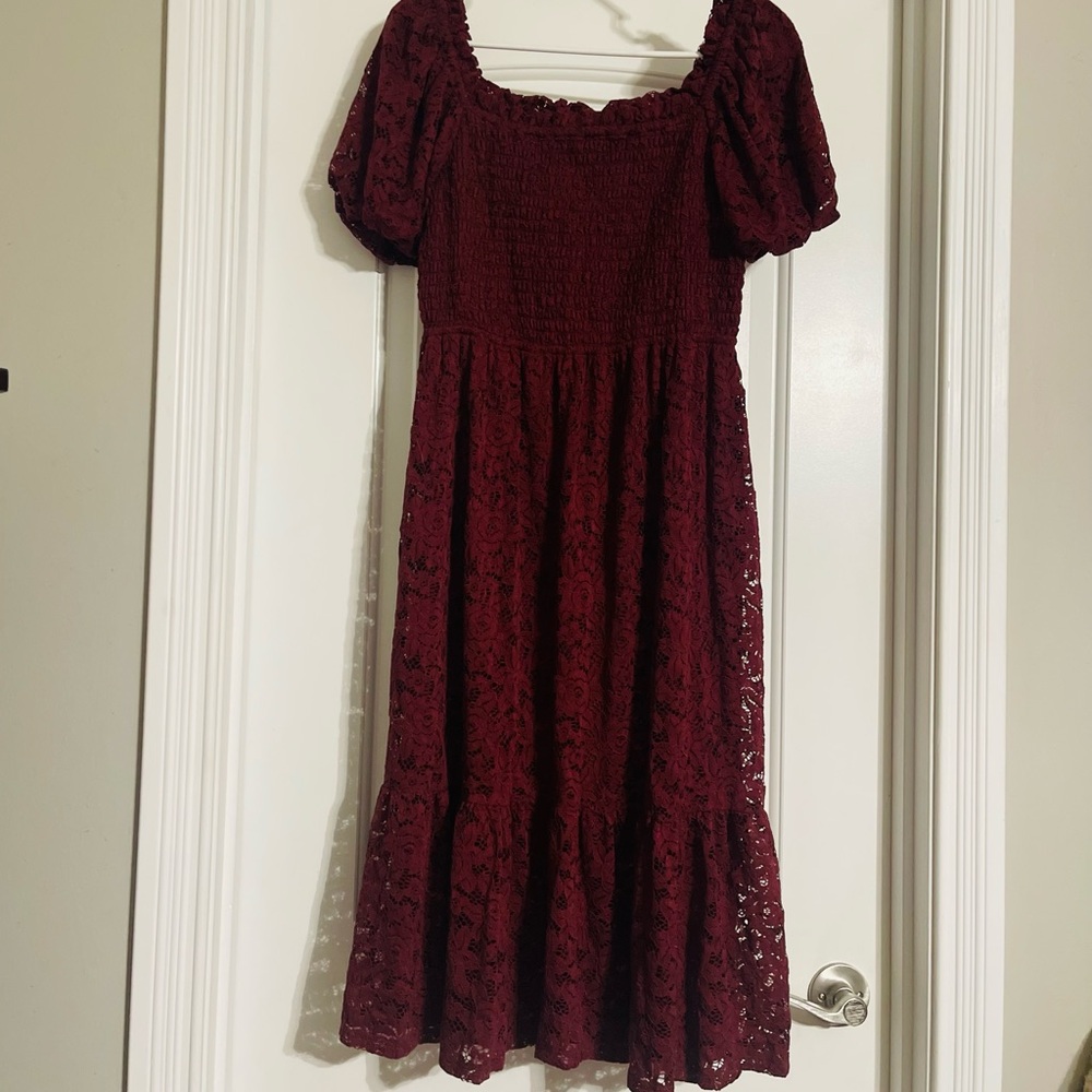NWOT LC Lauren Conrad Deep Red Lace Dress